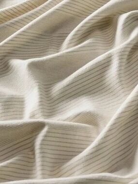 BOLL & BRANCH Flannel Fine Line Stripe Twin XL Cream/Oak Luxury Organic Cotton